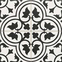 Dover Black 45x45, retro obklad a dlažba - !!! trvale nízká cena  !!!  
Matná mrazuvzdorná dlažba série Victorian style & Patchwork, formát dlaždice je 45x45 cm, který tvoří předřezané 4 ks 22,5x22,5 cm
